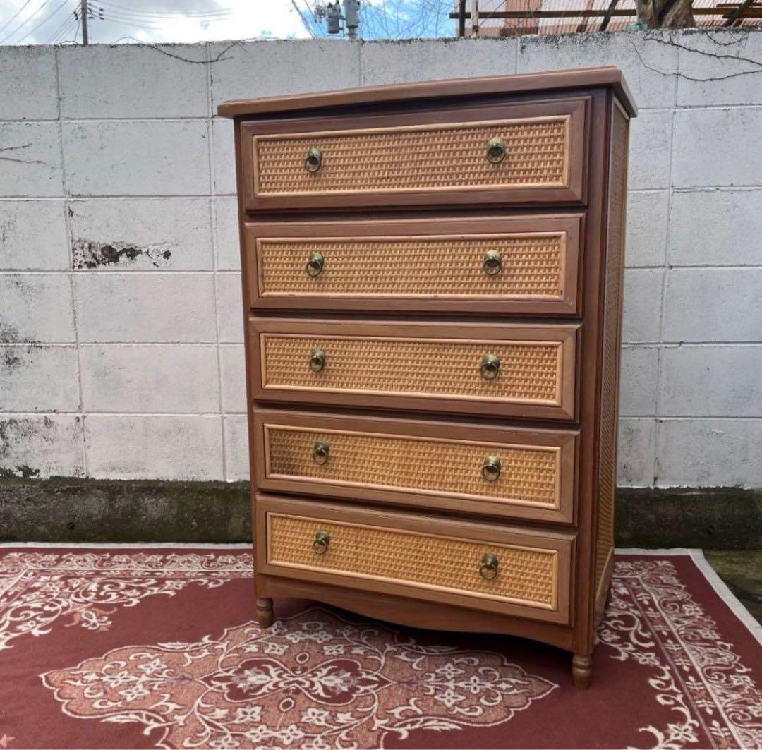 横浜Kazama カザマ 引き出し5杯 チェスト 収納棚 整理棚 ラタンの老舗KAZAMA（カザマ）〔ラタンチェスト-1〕 | 福岡県下最大級