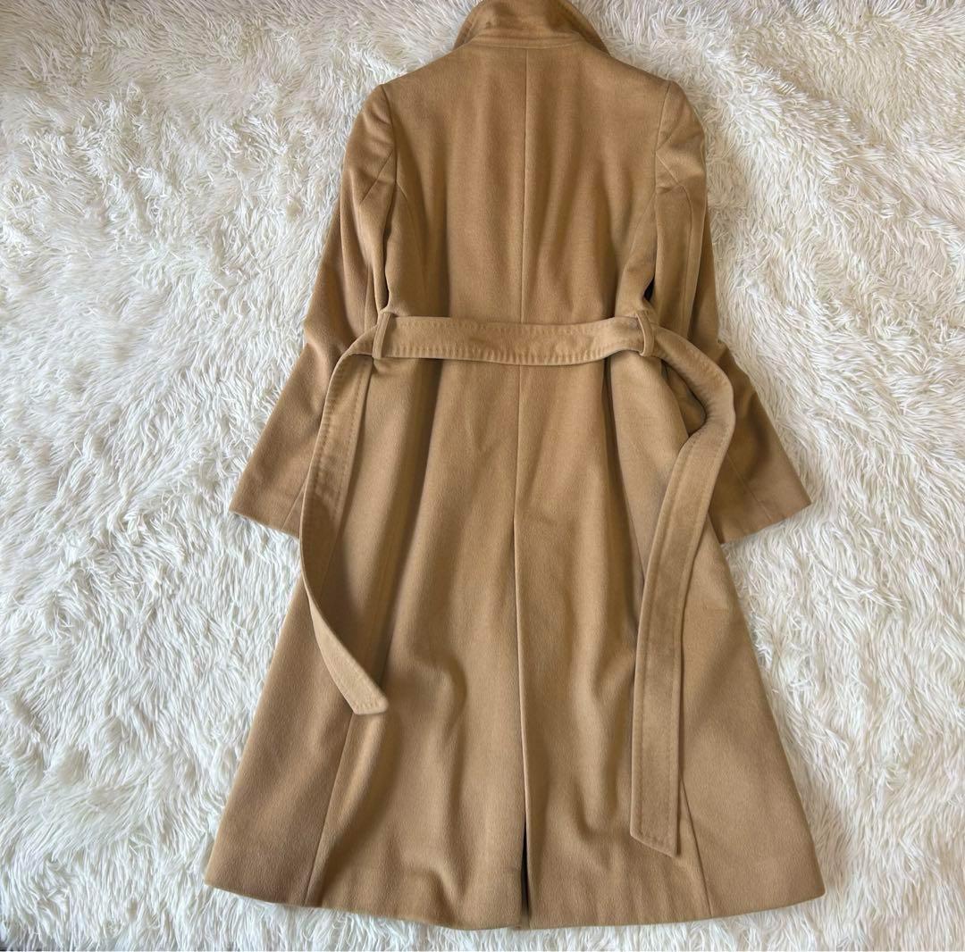 INED イネド 女優襟 ロングコート ベルト 極上 カシミヤアンゴラ混 M