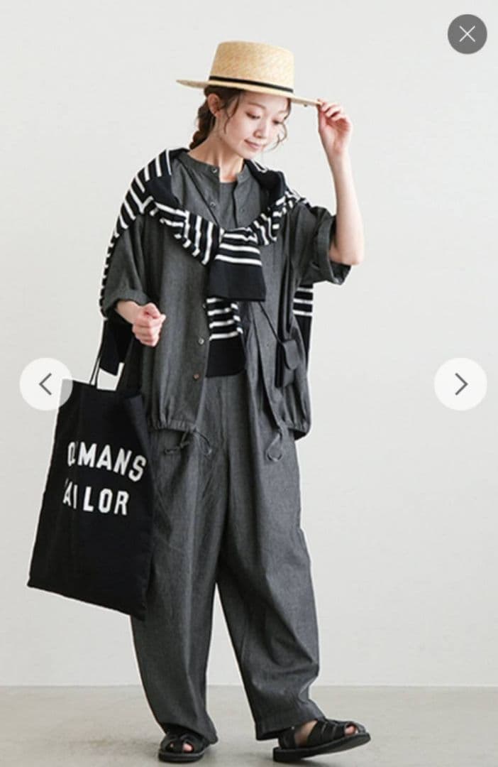 solamonat poche｜ライトオンスシャンブレー ノースリオールインワン