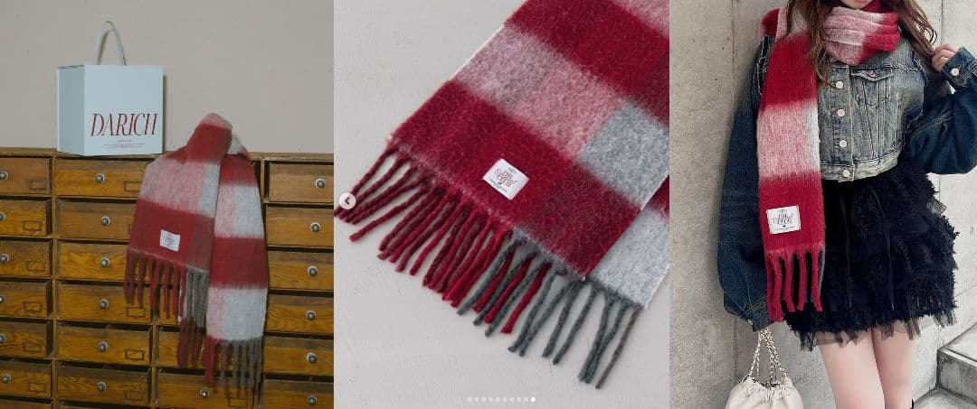 ダーリッチ darich チェックボリュームマフラー 名古屋6周年限定