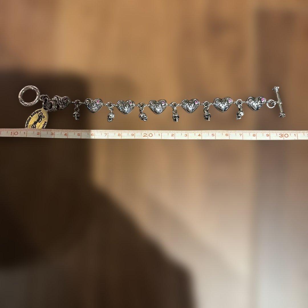 エドハーディ ブレスレット ハート スカル ルビー ロゴ プレート