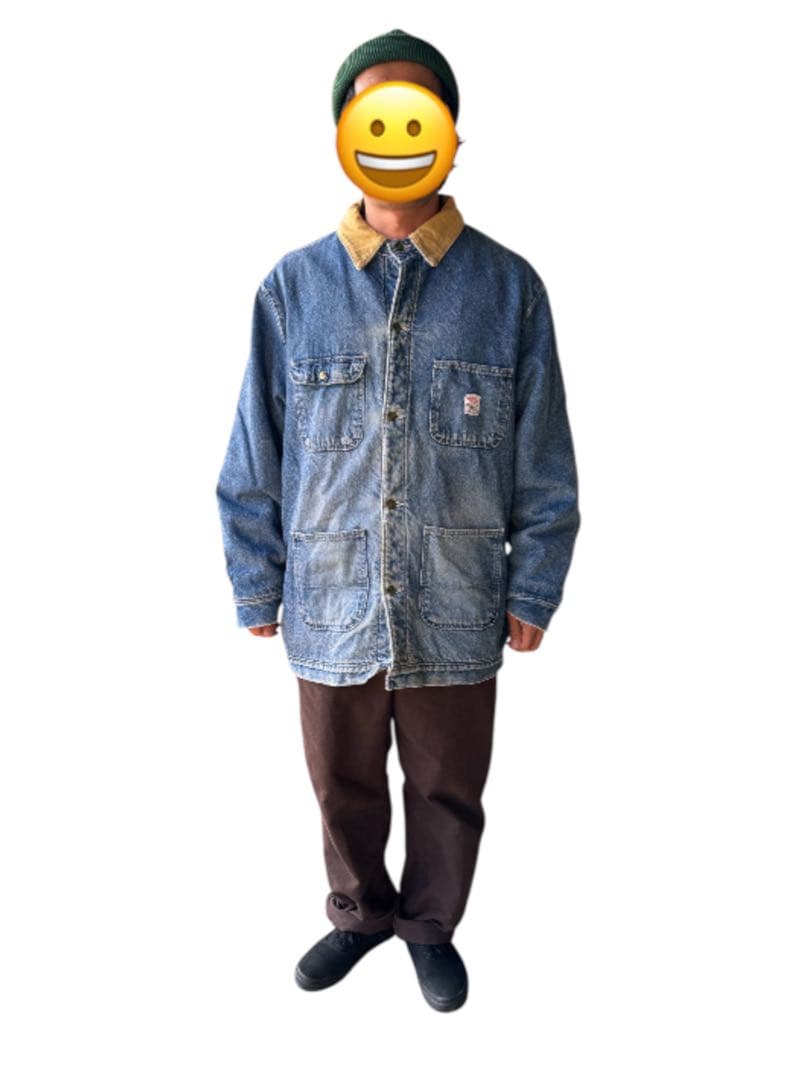 90s/ポインターブランド】デニム カバーオール 襟コーデュロイ USA製