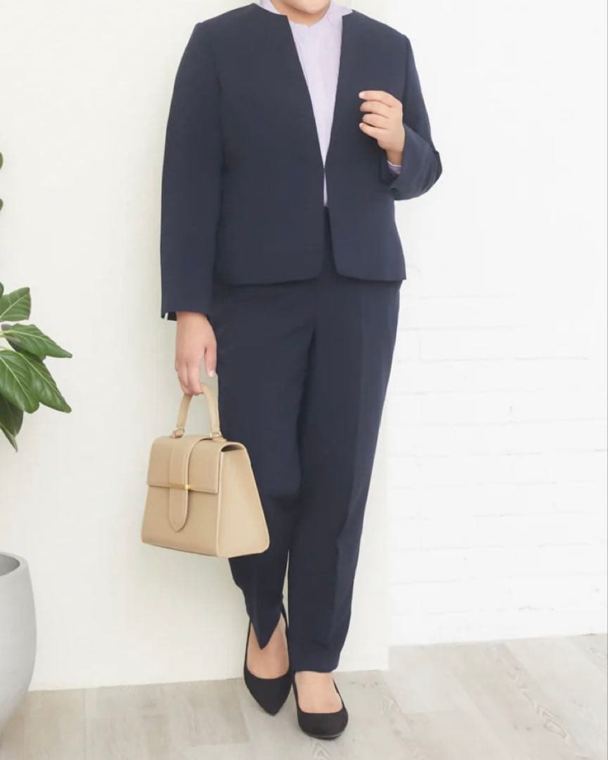 u plume(ユープリュム) ノーカラージャケットスーツセットアップ