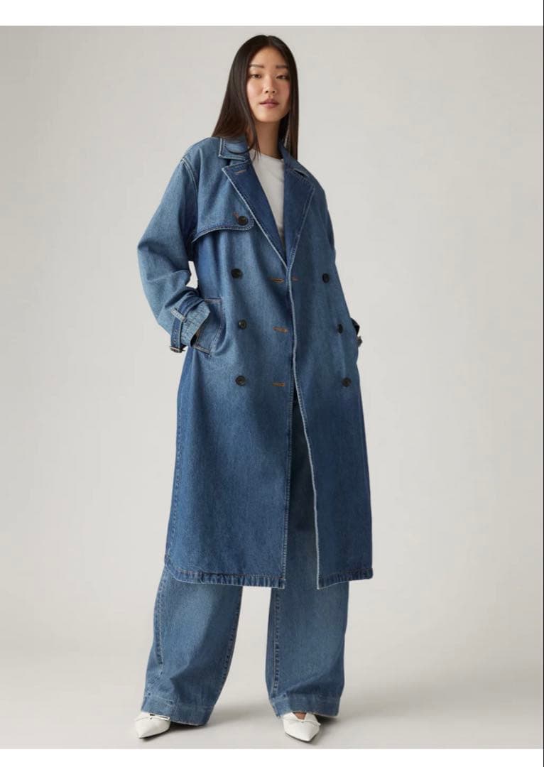 デニムトレンチコート ウエストベルト付き BELTED DENIM TRENCH COAT ベルト付きデニムトレンチコート ライト