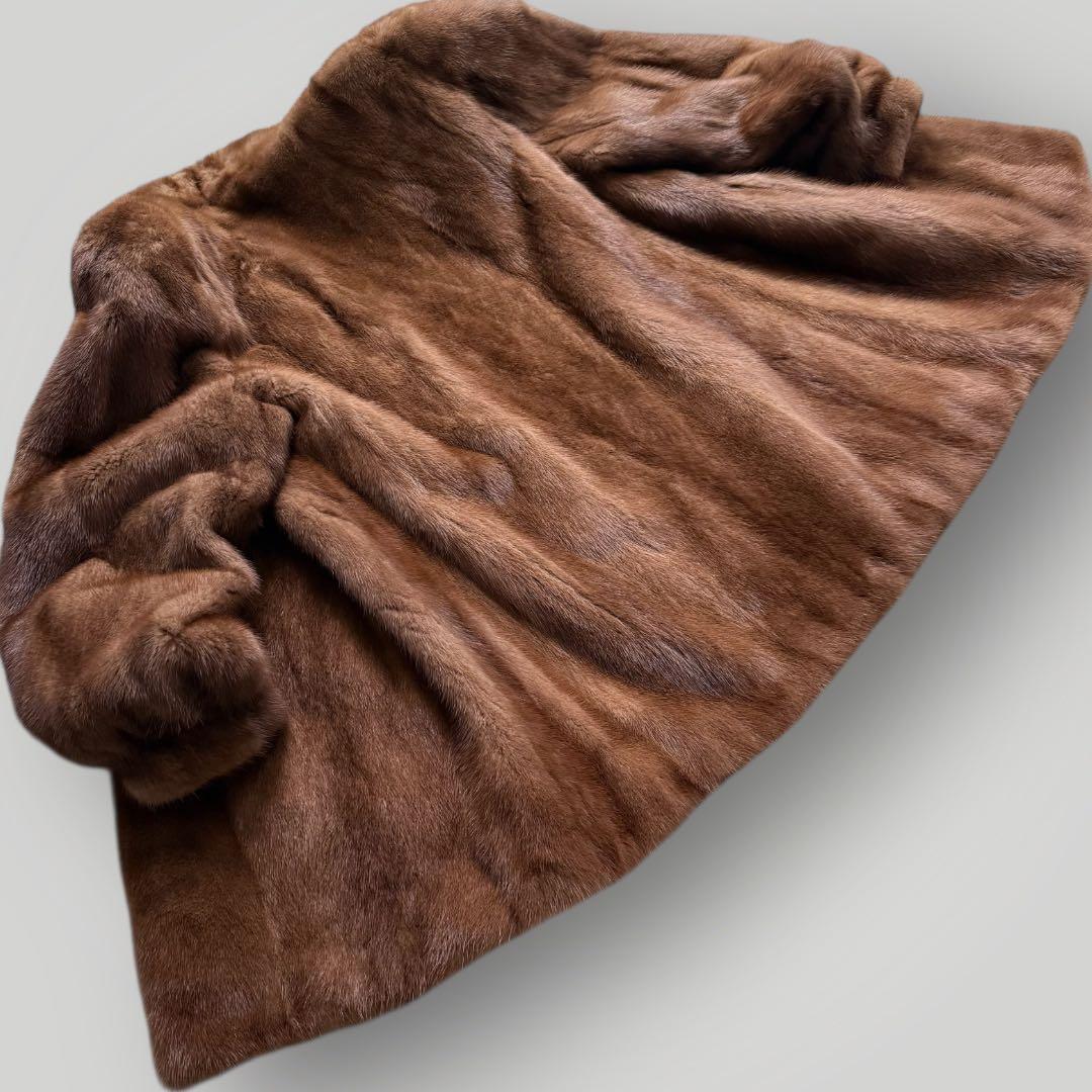 本毛皮☆デミバフミンク サガミンク ファーコート なめし柔らか◎ 毛艶