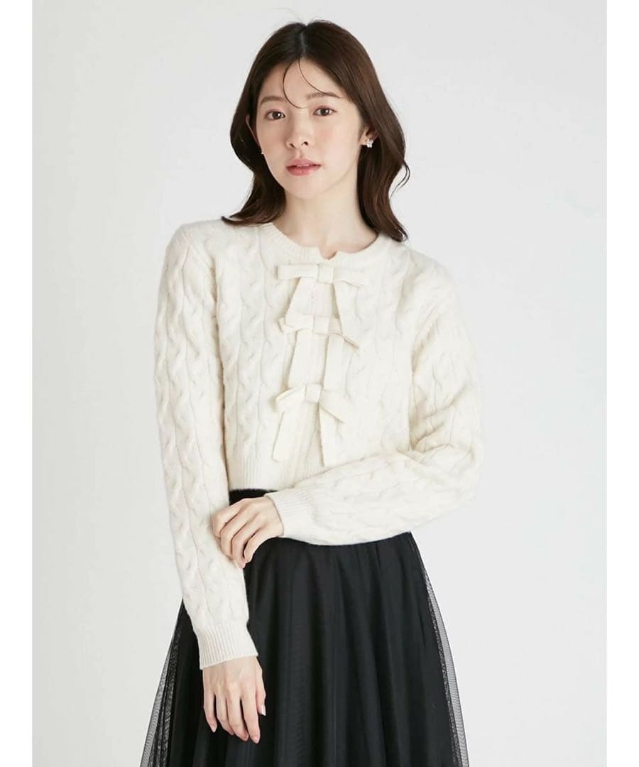 celford リボンモチーフケーブルニットプルオーバー リボンモチーフケーブルニットプルオーバー(ニットプルオーバー)｜TOPS