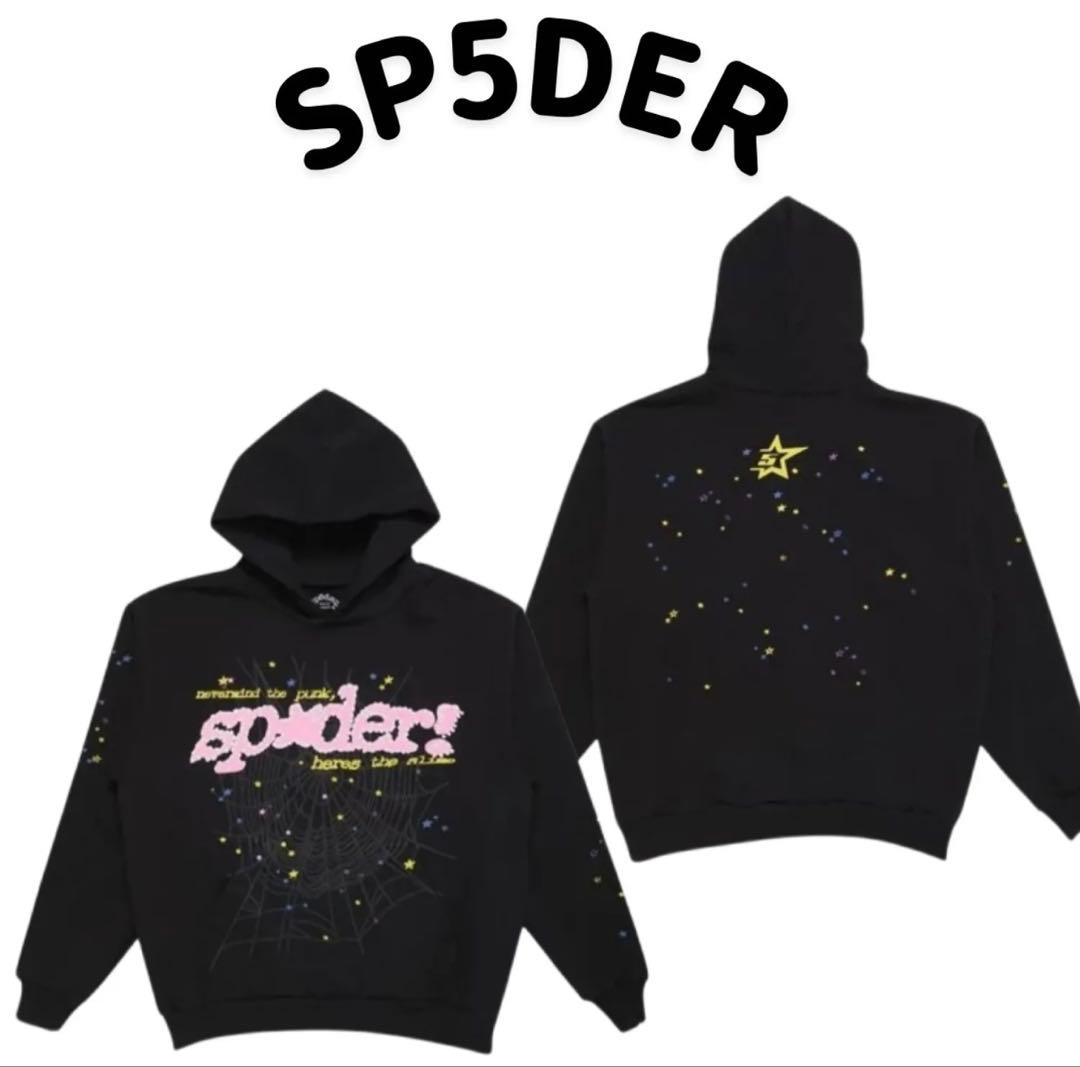 SP5DER ブラックパーカー - メルカリ