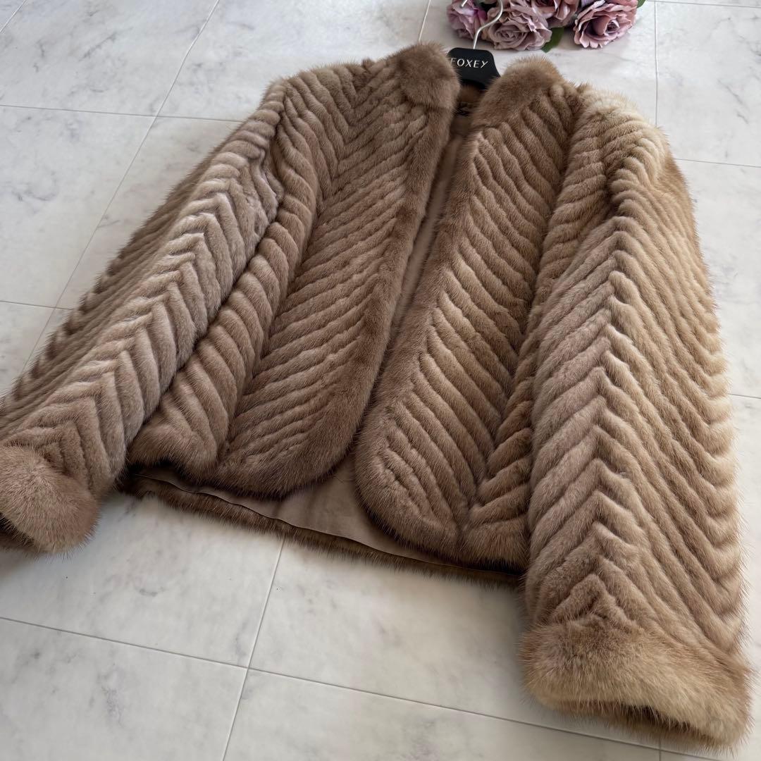 パステルミンク MINK ファーコート クロップド リアルファー 毛皮 模様