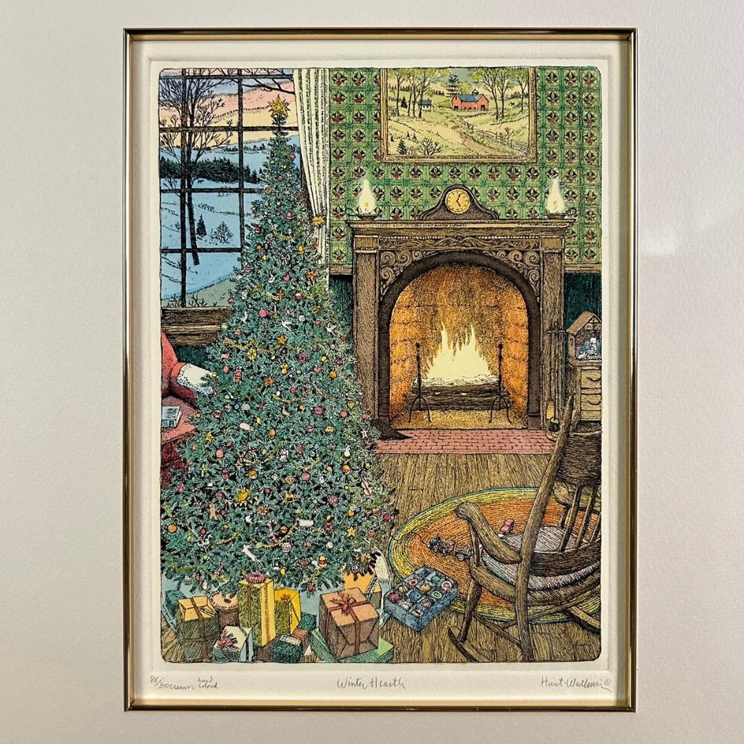 美品 スーザン・ハント・ウォルコッツ「WINTER～」銅版画 直筆サイン入