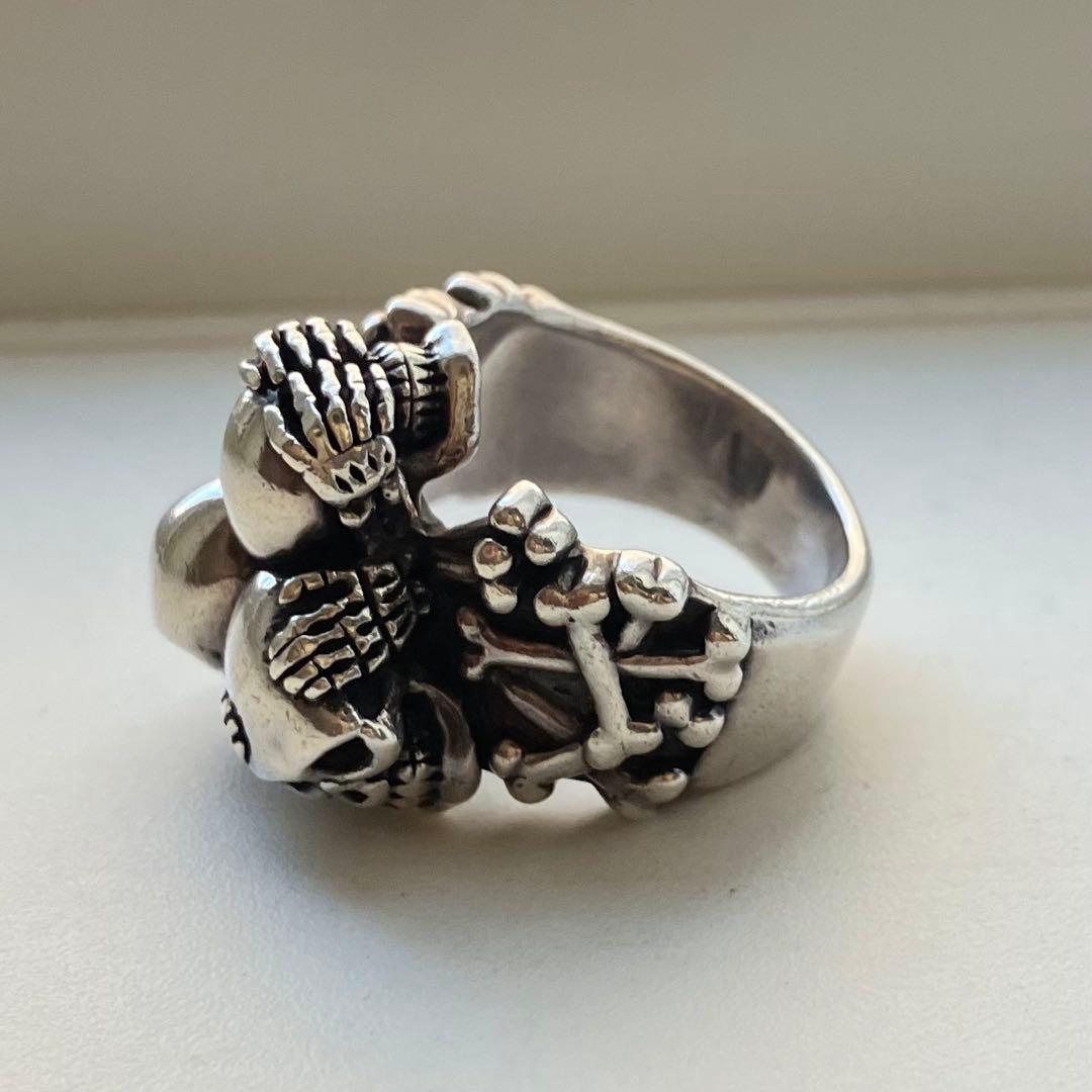 34g シルバー925 Three Wise Skall トリプル スカルリング