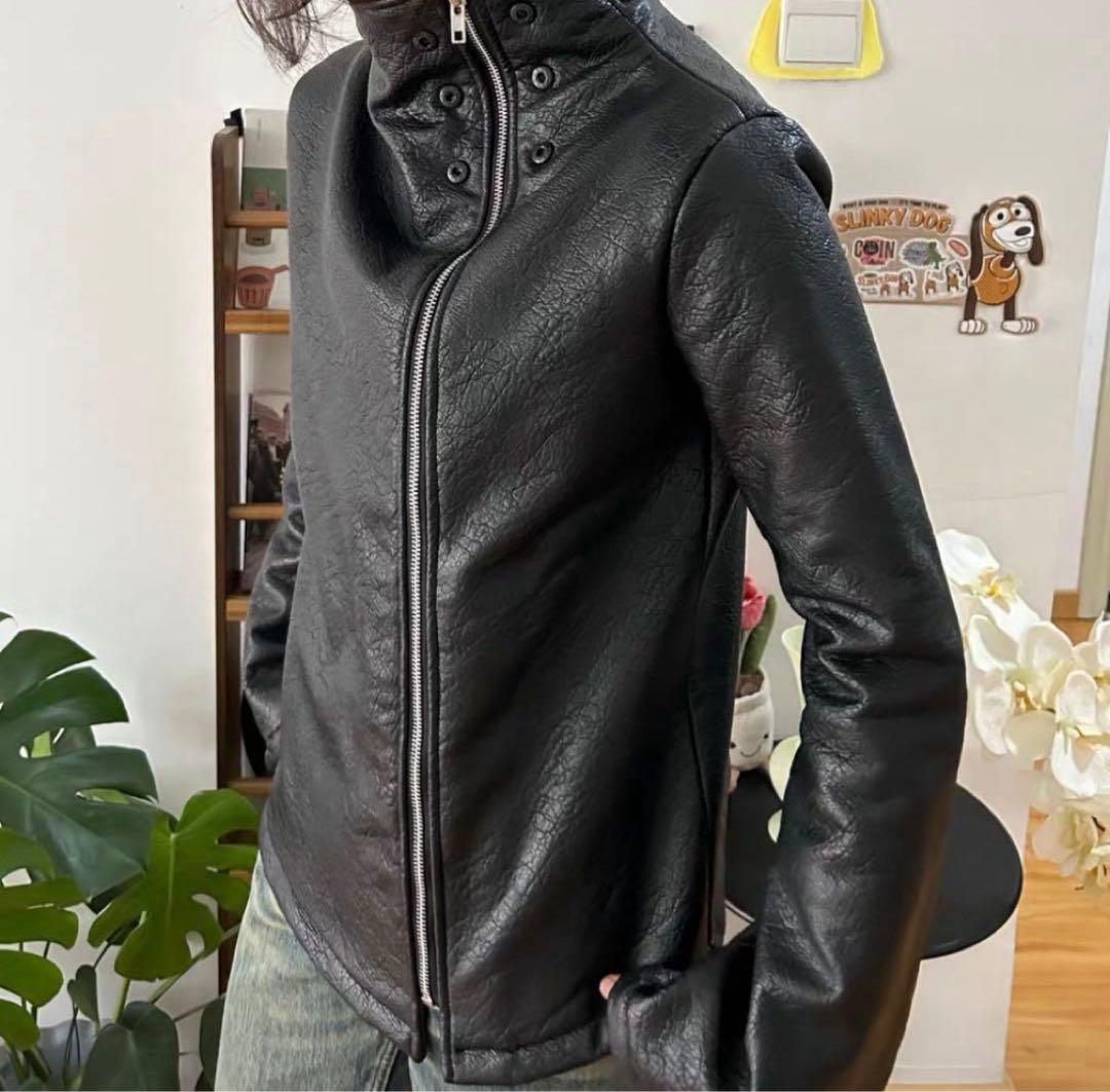 ハイネック レザージャケット お兄系 y2k opium - メルカリ