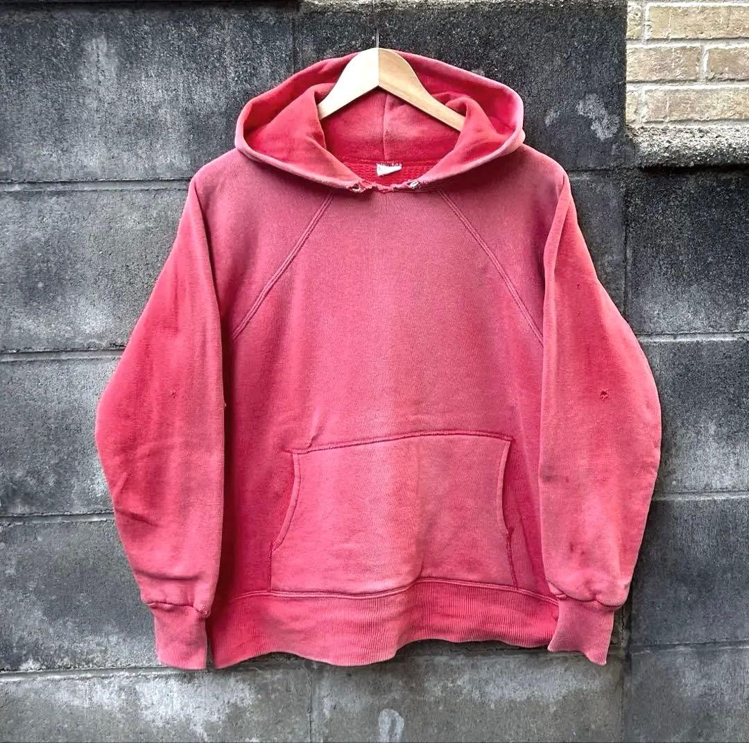 60s 裏サーマル スウェット パーカー 赤 フェード vintage - メルカリ