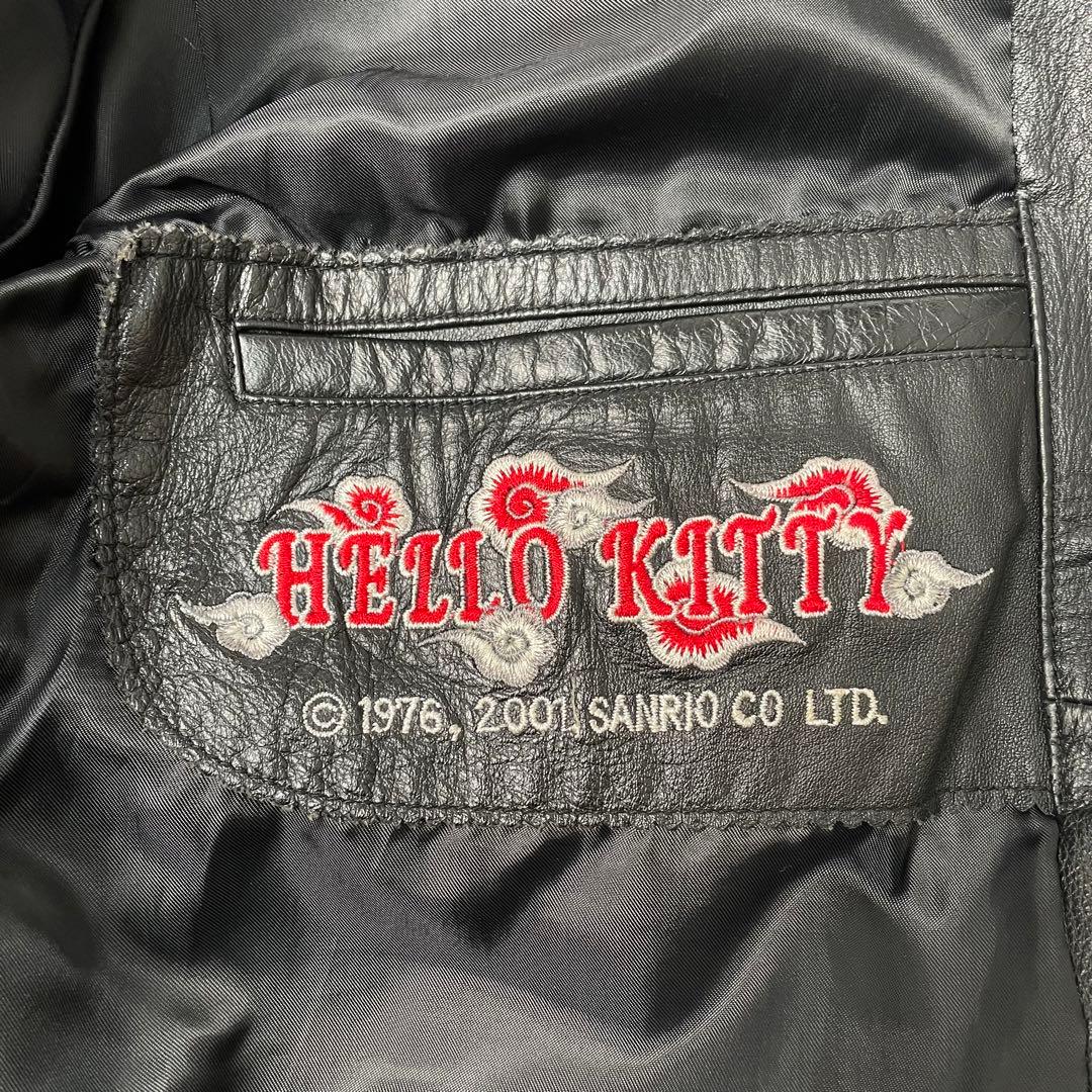 希少】ハローキティ レザージャケット 黒 パイソン 3L 牛皮 スタジャン