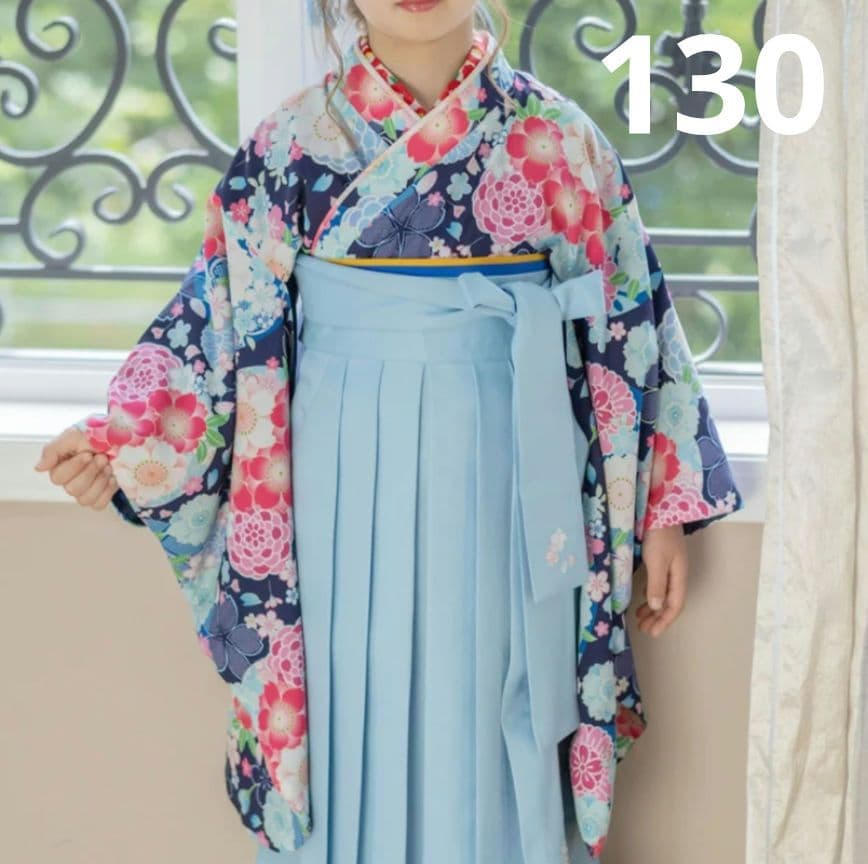 キャサリンコテージ 130 卒園式 紺着物×水色袴【B4】新品同様 完売品