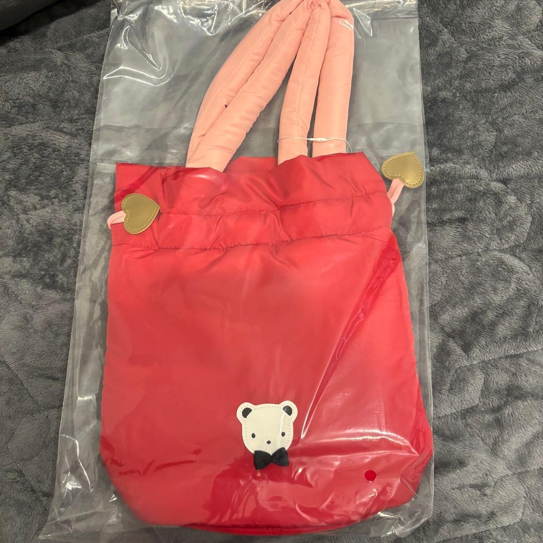 新品未使用】ファミリア 巾着バッグ レッド バレンタイン 完売カラー