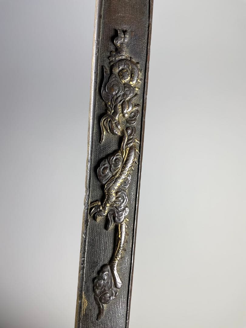 小柄 赤銅魚々子雲龍図 時代武具 刀装具