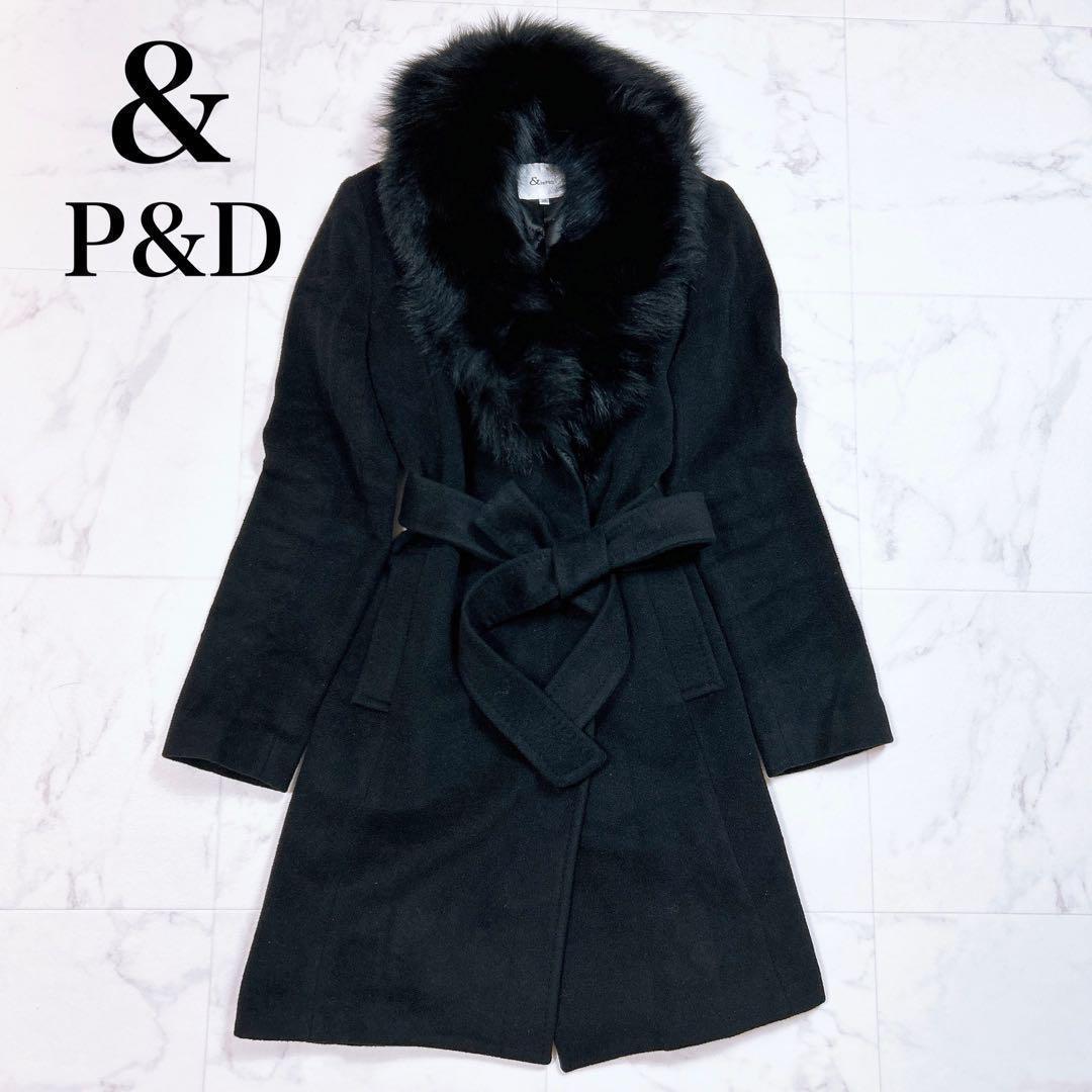 Pinky＆Dianne ブルーフォックスファー アンゴラ混 ロング コート