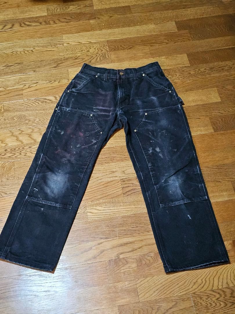 ヴィンテージ☆USA製☆フェードカーハートダブルニー黒ブラックダック