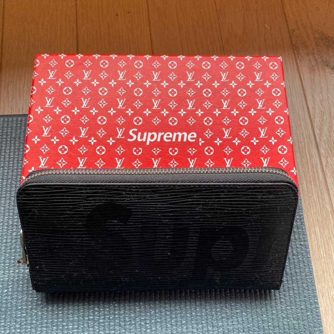 Louis Vuitton x Supreme 長財布 ブラック - メルカリ