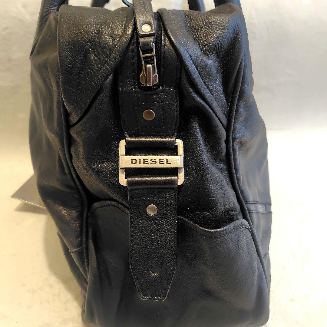Y2K DIESEL メタルロゴ レザー ボストンバッグ 大容量 黒 - メルカリ
