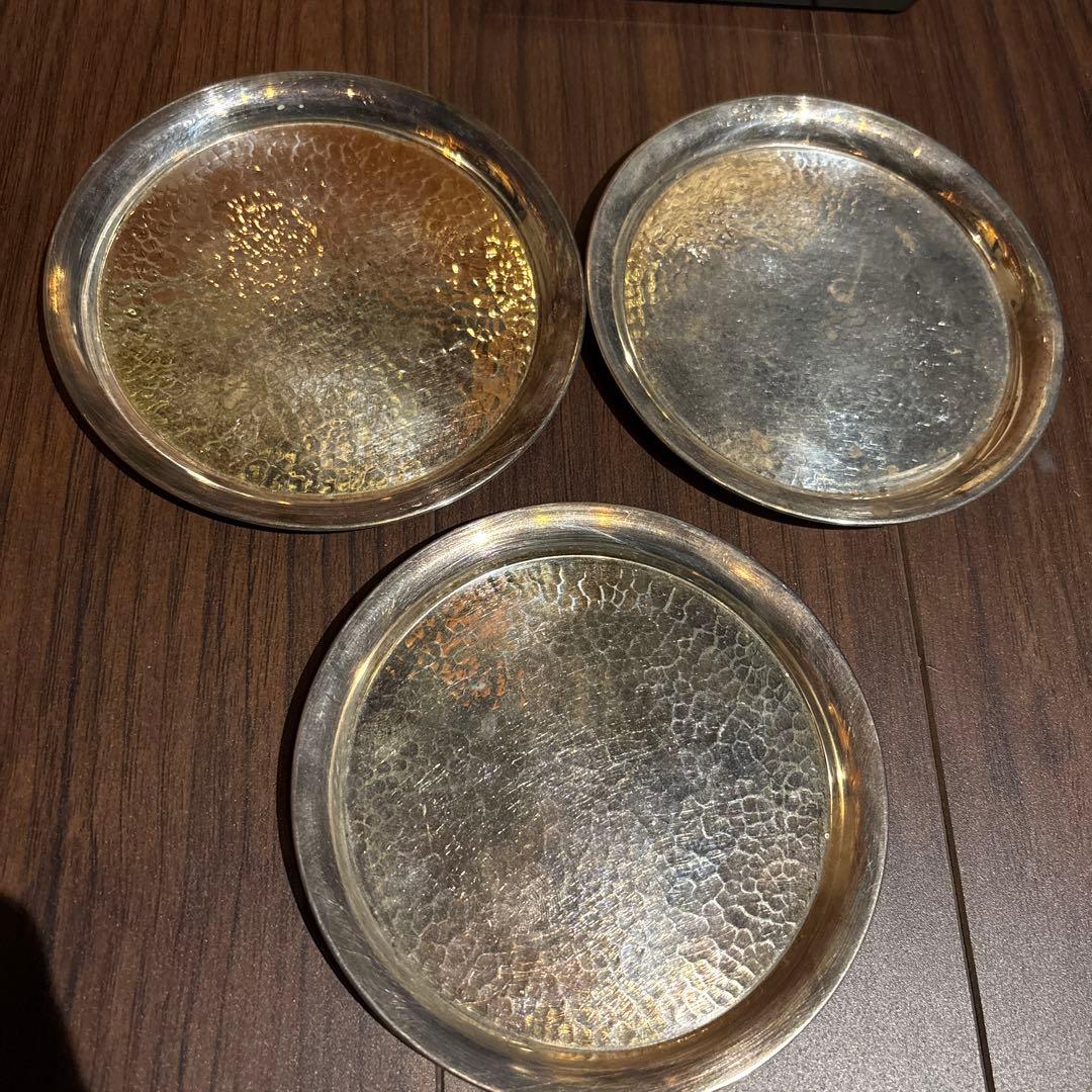 銀 129グラム シルバー950 刻印あり 茶托 3枚まとめて - メルカリ