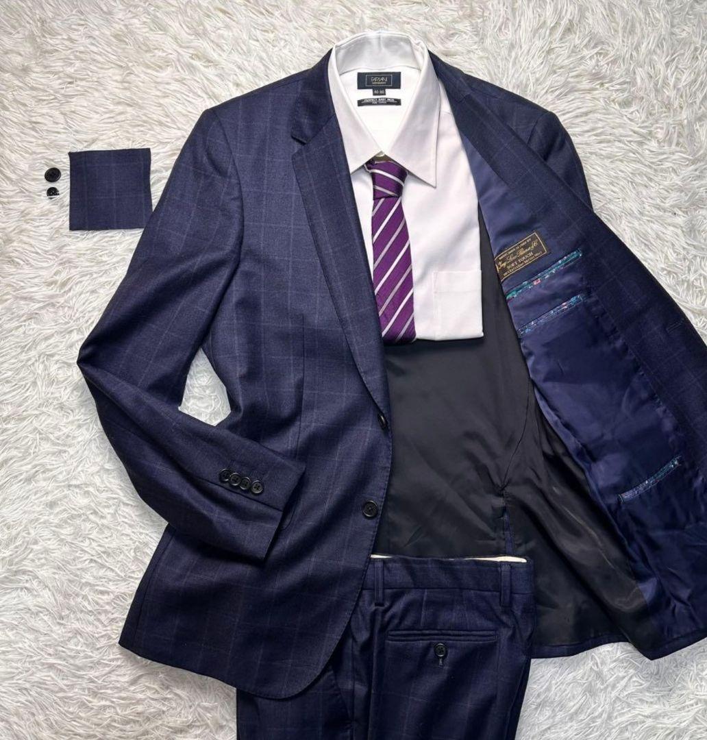 現行 極美品 ポールスミス ロロピ生地 光沢 セットアップ ネイビー 総