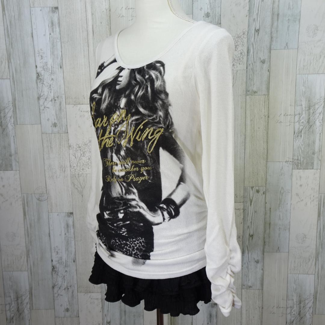 y2k 平成 ギャル グリッター ラメ ロンt ホワイト ゴールド グランジ