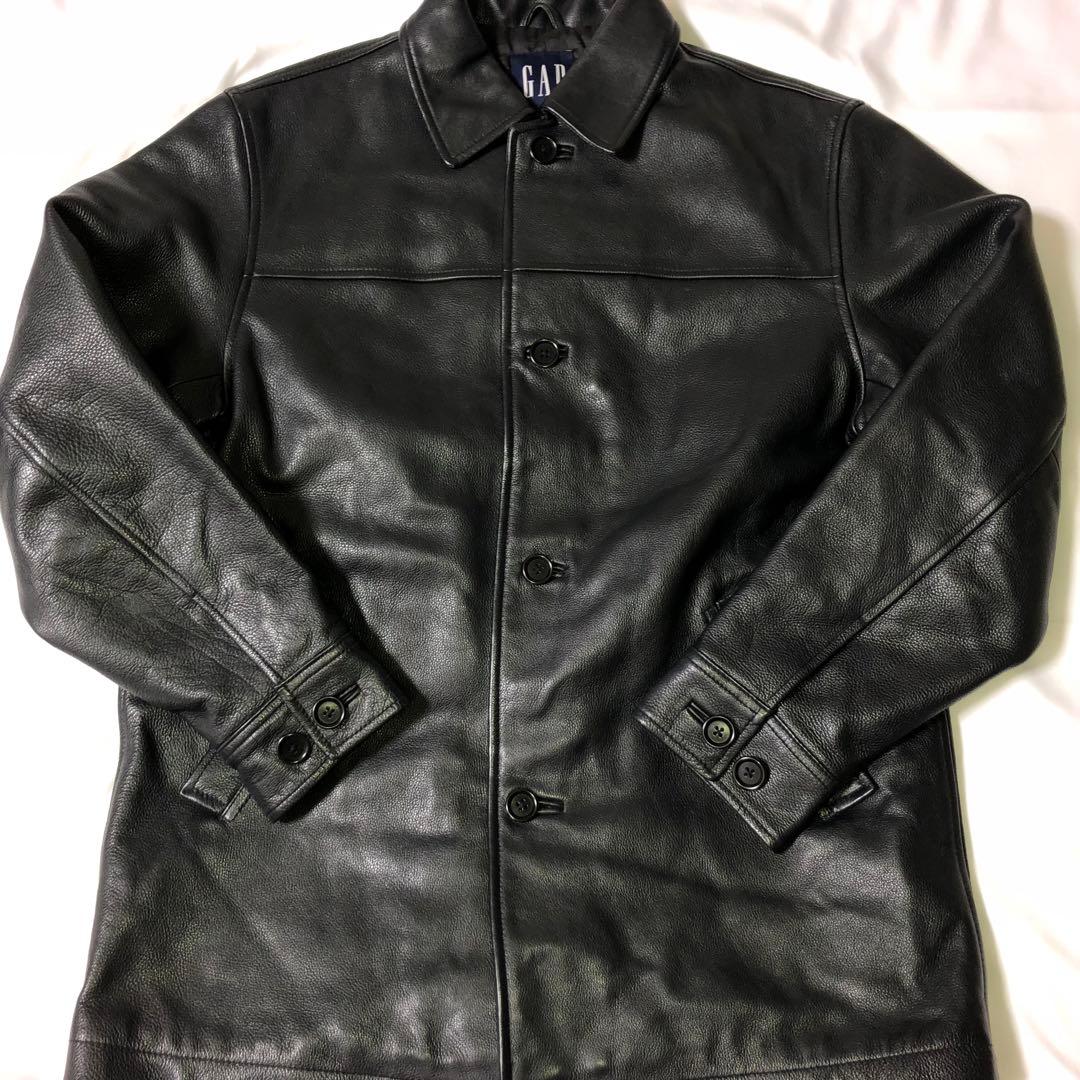 【美品】OLD GAP レザー ジャケット カーコート 黒 S シングル 90s 90s 美品 GAP オールド ギャップ Tバック レザー コート 黒 XL カー
