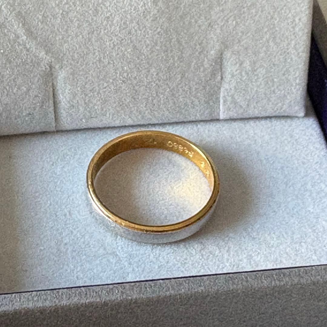 k18 pt850シンプルリング 18金 Pt850プラチナ-華奢シンプルリング「バイカラー カットボール