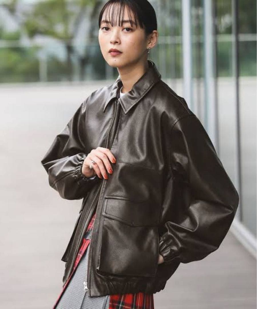 【新品タグ付き】Ray BEAMS フェイクレザー フライトジャケット 61180550370_C_2.jpg