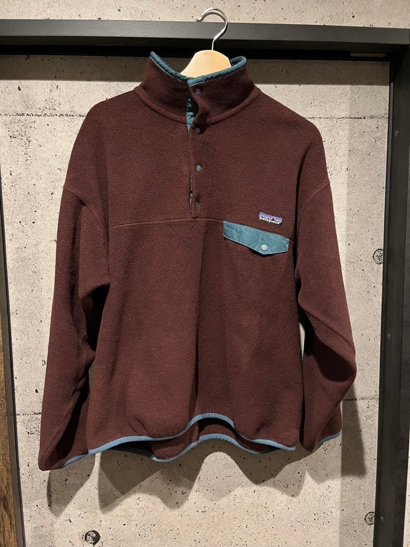 Patagonia シンチラ スナップT 09年エンジ茶色xグリーン ブラウン
