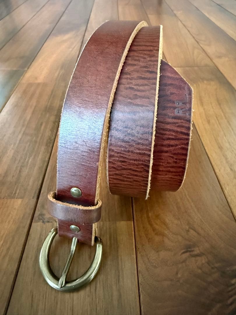 RRL ヴィンテージ加工 プレーンベルト ダークブラウン 34インチ