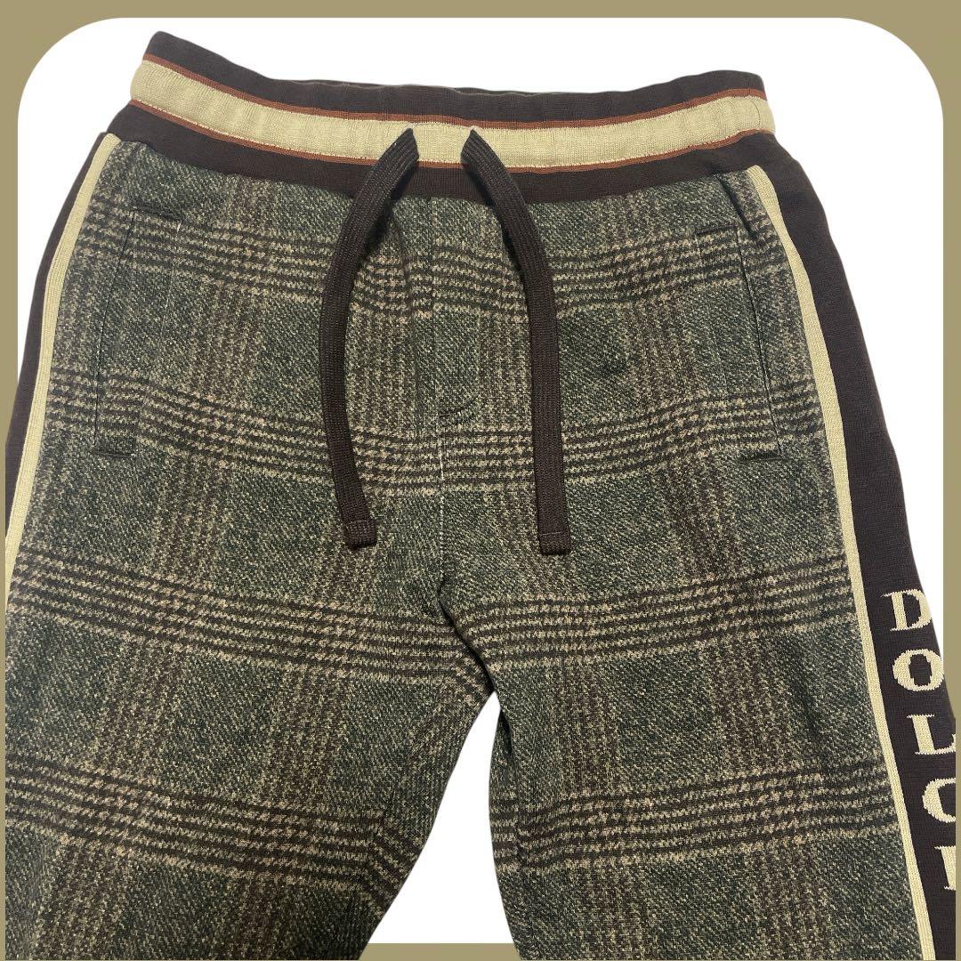 美品】DOLCE&GABBANA ロゴ パンツ 140 チェック柄 茶色