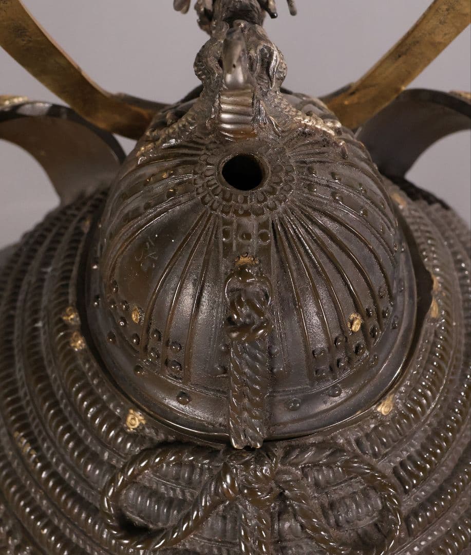 金工 龍光堂造 銅製 兜形 香炉 5374g 香道具 香爐 置物【MA756