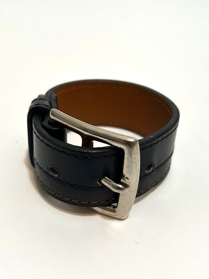 【美品】HERMES Etriviere レザー ブレスレット バングル HERMES エルメス レザーブレスレット コリエドシアン 48 ブラック