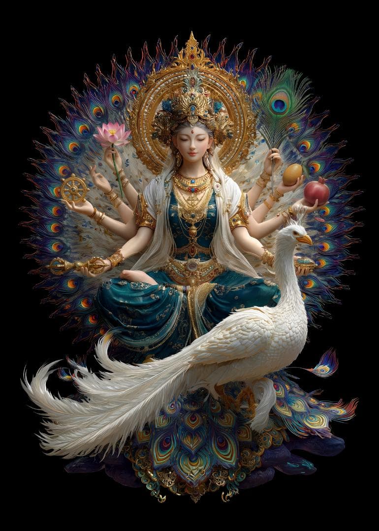 460【孔雀明王】吉祥孔雀の加護と除毒光【神仏画・風景画】 - メルカリ