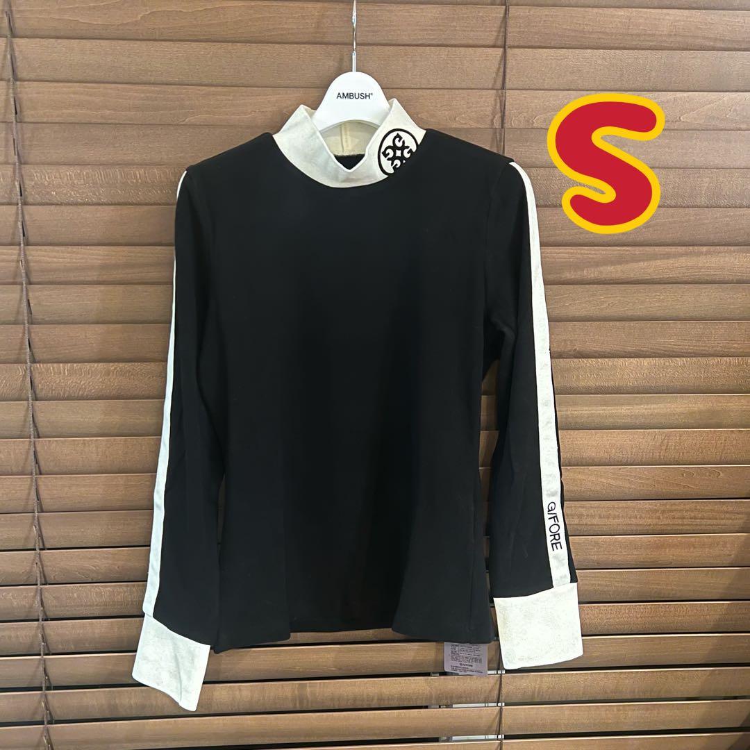 S】G/FORE ジーフォア ゴルフ カットソー 起毛 モックネック長袖T 黒