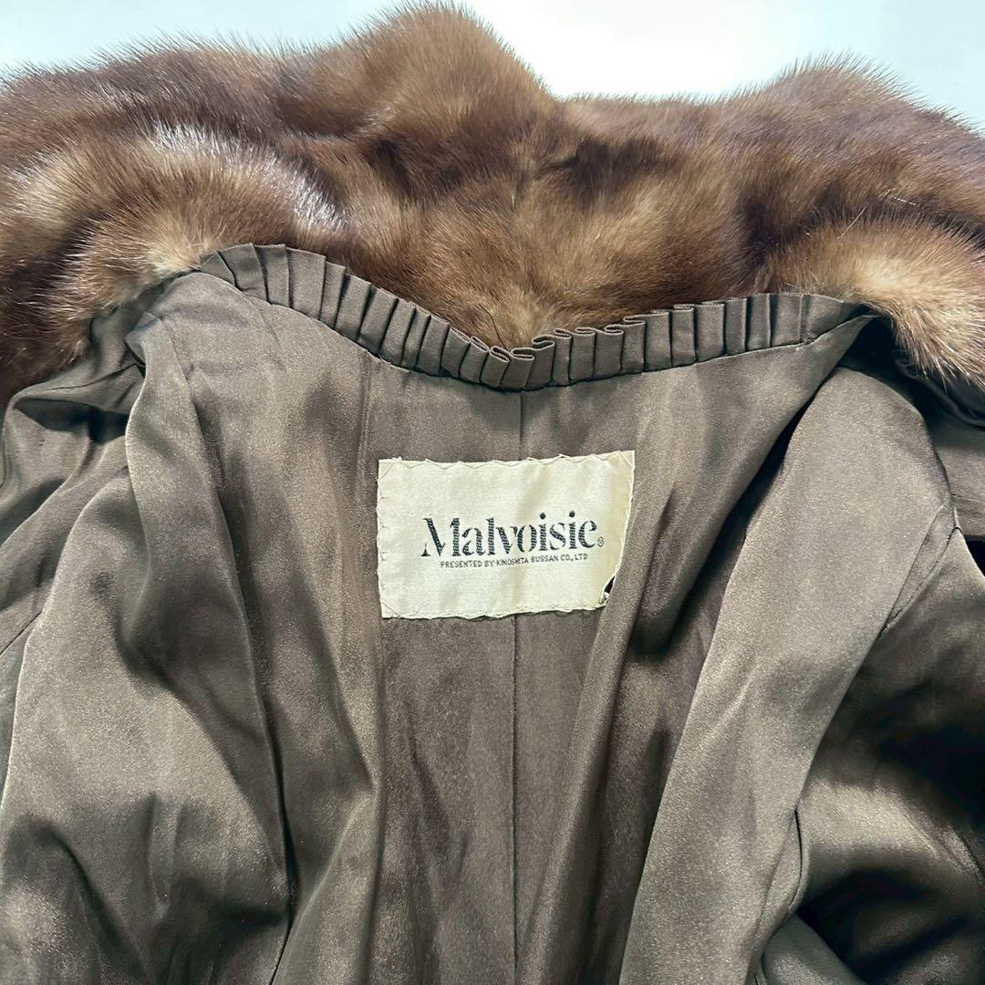 ツヤ◎毛並み◎デミバフミンク ファーコート 丸襟 Aライン 本毛皮