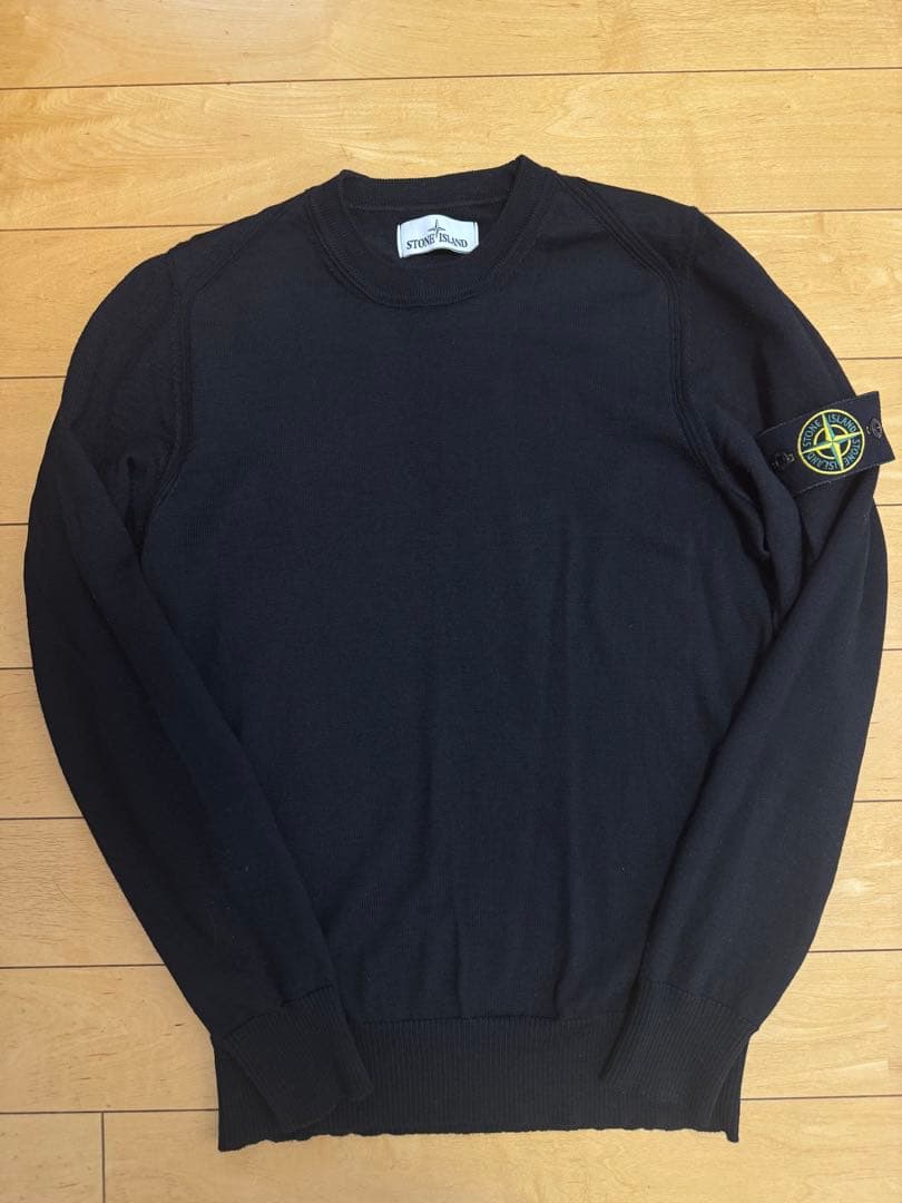 Stone  ストーンアイランド 薄手ニット ブラック S STONE ISLAND - 【ラスト1点】5100036 / SOFT ORGANIC COTTON, MICRO