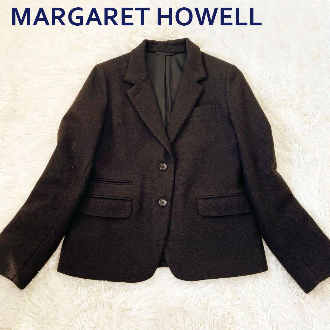 美品】マーガレットハウエル ヘリンボーン ウール ジャケット ダーク