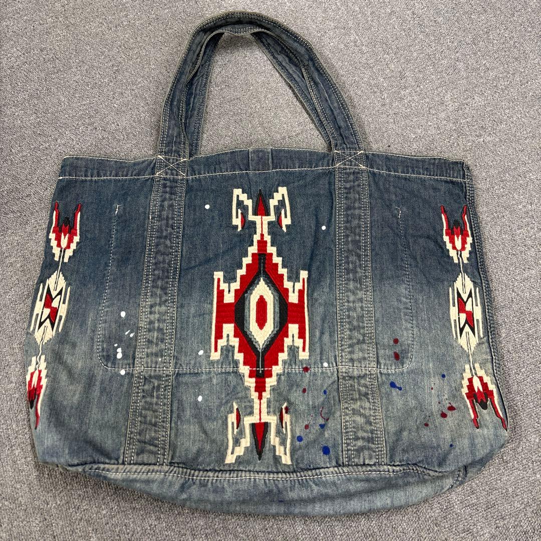 RALPH LAUREN トートバッグ ネイティブ柄 刺繍 ダメージ加工 希少