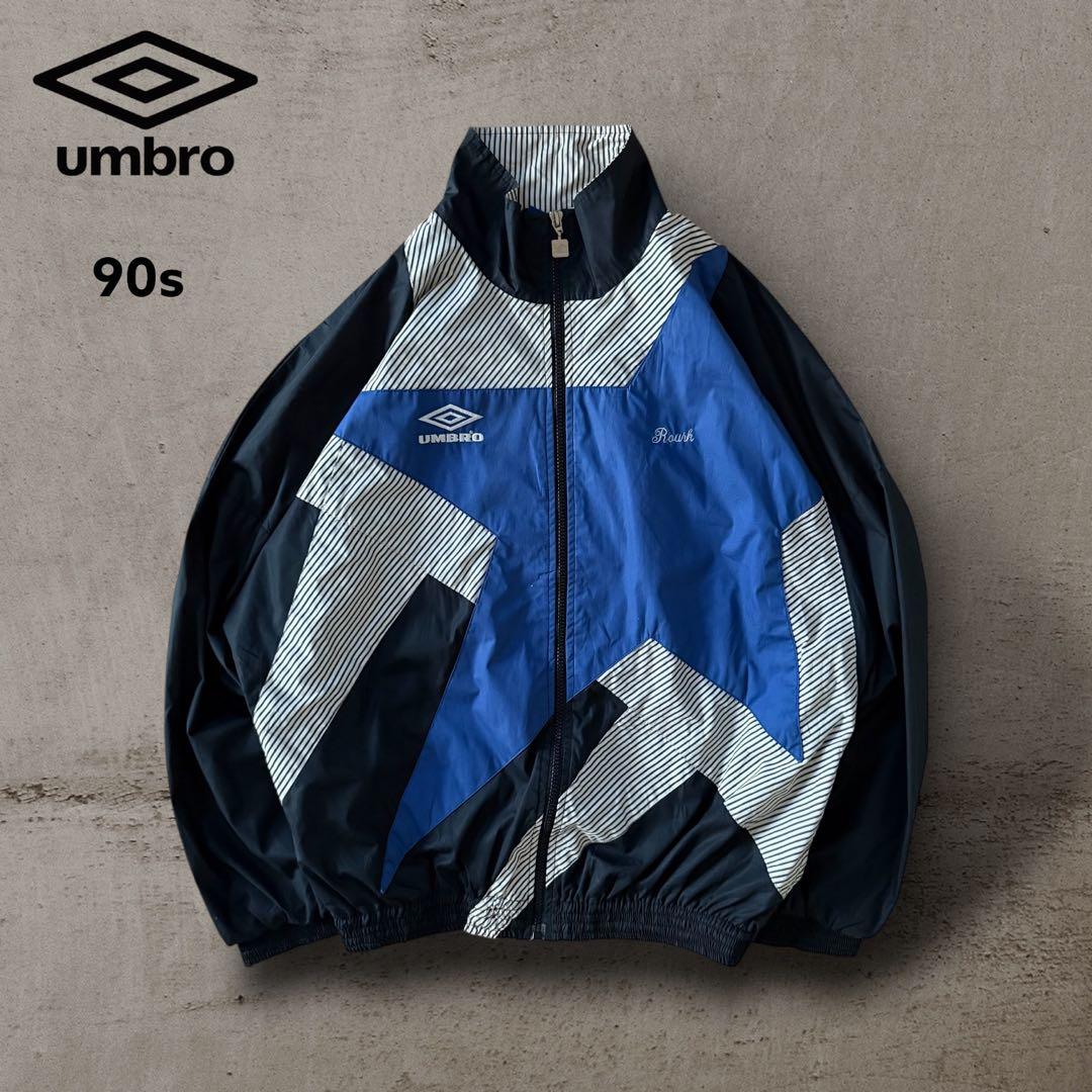 希少90sUMBROアンブロナイロンジャケット刺繍ロゴ水泳チーム支給品好