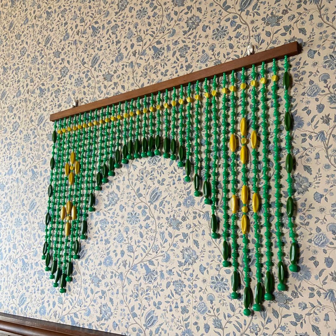 昭和レトロ ビーズのれん 美品 グリーン 当時物 レトロポップ - メルカリ