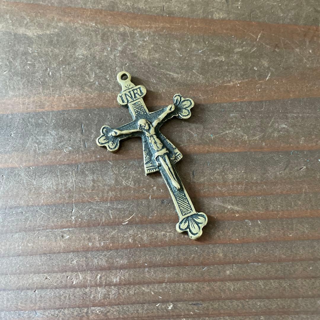 アンティーク 十字架 クロス キリスト像 ペンダントトップ ロザリオ