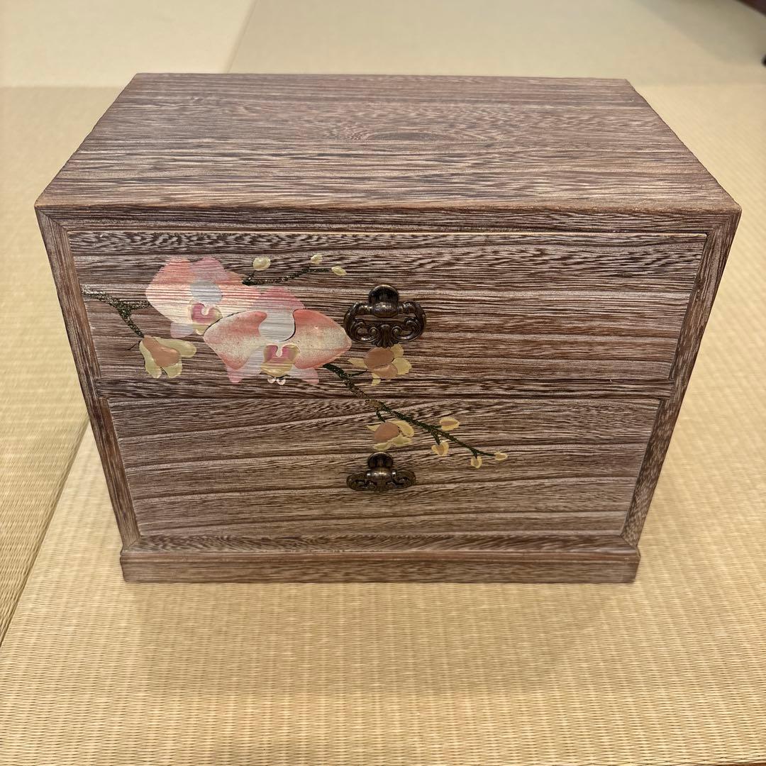 会津やまごの桐 桐工芸 蒔絵 小箪笥 ミニチェスト 2段 - メルカリ