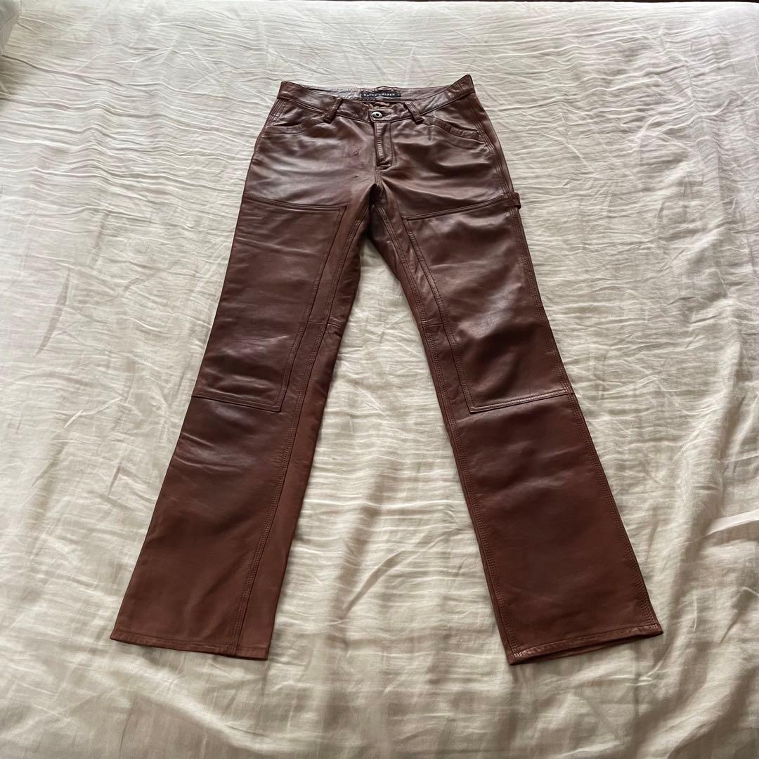 ラルフローレン Ralph Lauren レザーパンツ ダブルニー - メルカリ