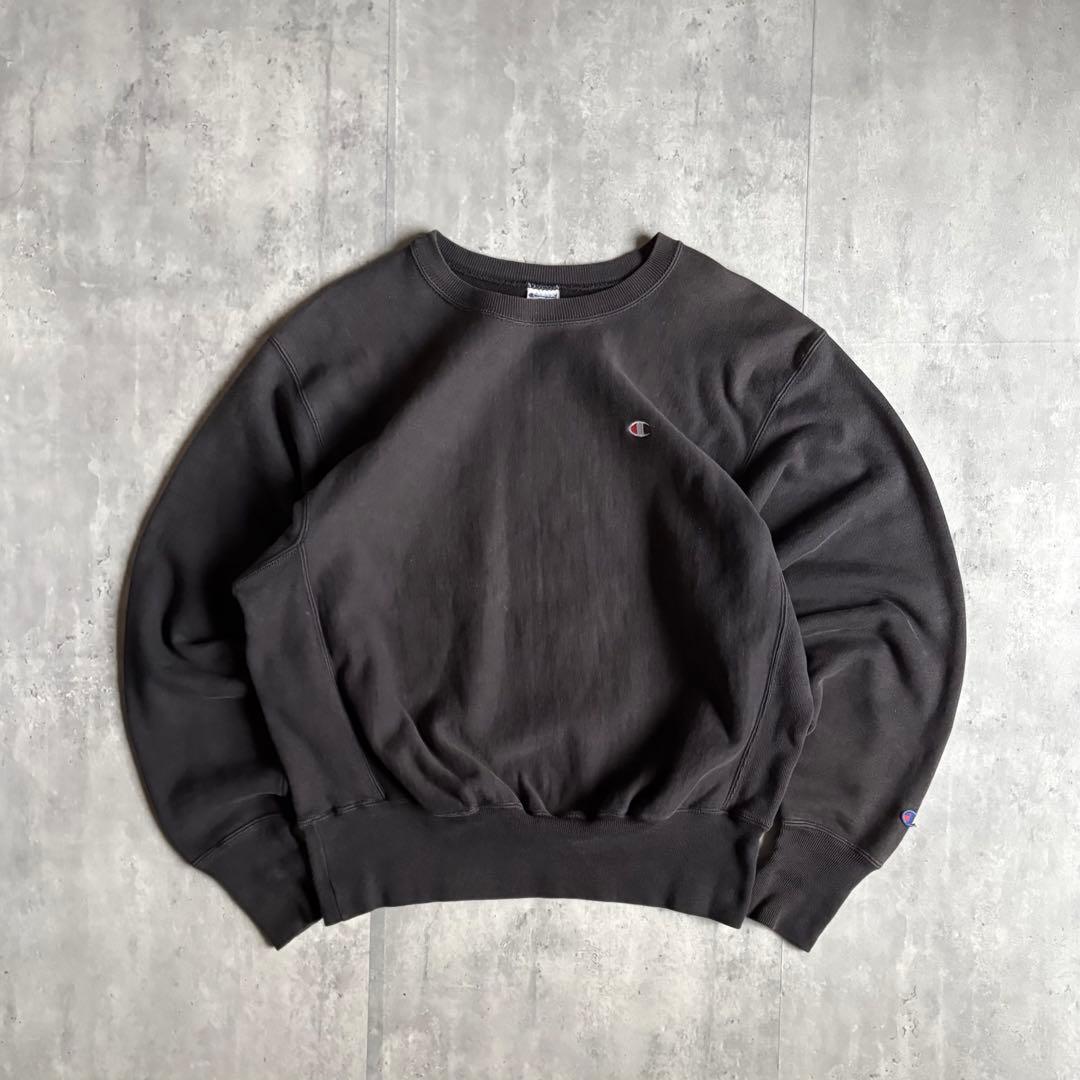 【90s champion】リバースウィーブ　スウェット　墨黒　フェード　古着 90s Champion Reverse Weave Sweatshirt 黒 L チャンピオン リバース