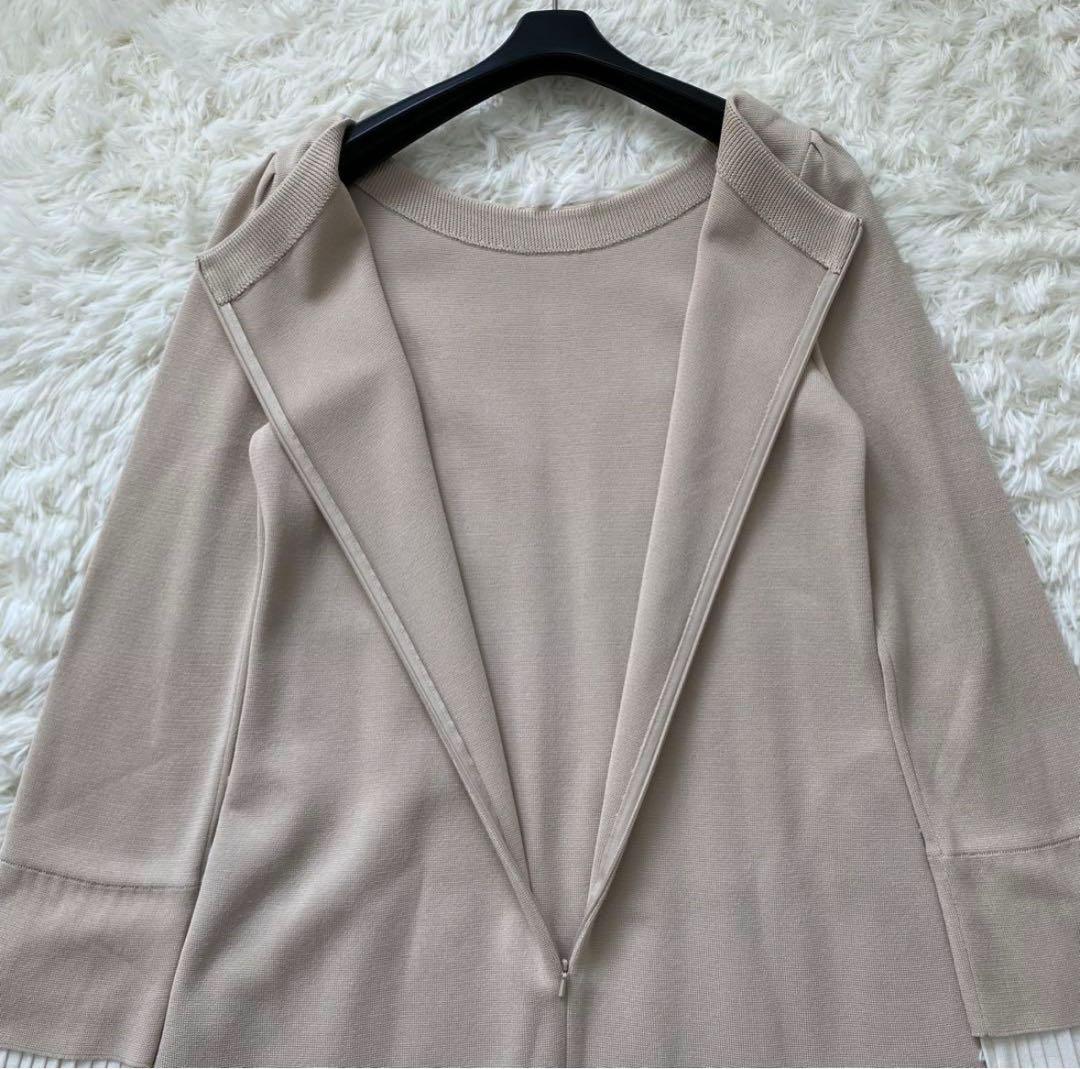 フォクシー ニットワンピース 袖口プリーツ バイカラー ロング 40