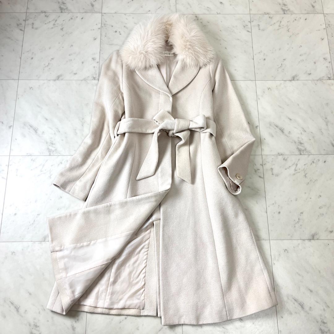 AIMER アンゴラ L ロングコート フォックス ファー 毛皮 ベルト 白 MK-0220-15-9.jpg?fitin=272:272