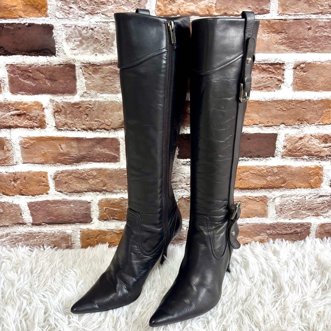 ✨美品✨ ダイアナ 23.5 レザー ロングブーツ サイドジップ 黒 - メルカリ